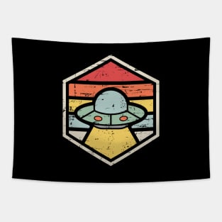 Retro Badge UFO Tapestry
