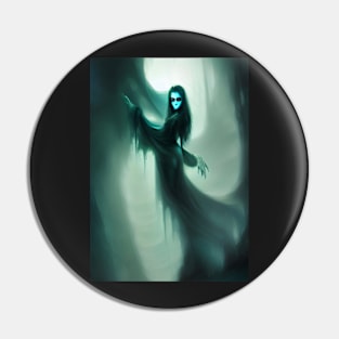 GHOSTLY  RED EYED SPOOKY HALLOWEEN VAMPIRESS Pin