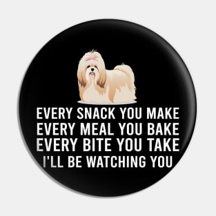 Heartwarming Woofs Cute Tees I'll Be Watching You Shih Tzus Pin