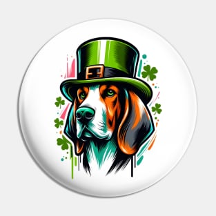 American English Coonhound in Saint Patrick's Day Spirit Pin