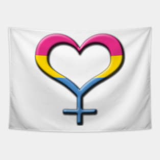 Heart-Shaped Pansexual Pride Female Gender Symbol Tapestry