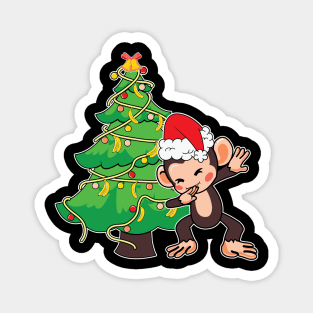Dabbing Kawaii Monkey Christmas Tree Magnet
