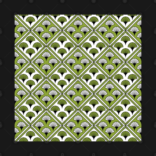 Art Deco Pattern no 81 - Green - Chinese Paper Fan Pattern by Millusti