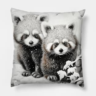 Red Panda Animal Discovery Wild Nature Ink Sketch Style Pillow