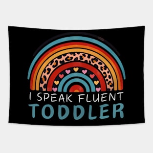 I Speak Fluent Toddler Rainbow Heart Tee Tapestry