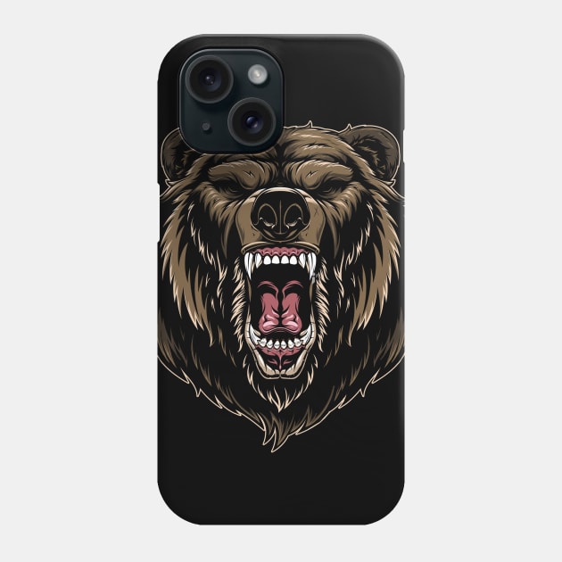 Bear Growl Mask Phone Case by Alema Art