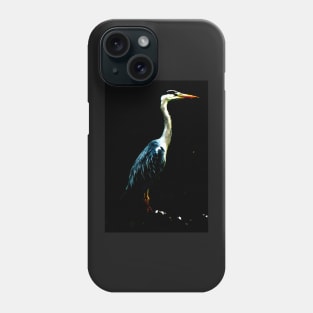 Heron on Black Phone Case