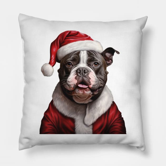 Merry Chirstmas with American Bully Dog Pillow by hnueng111