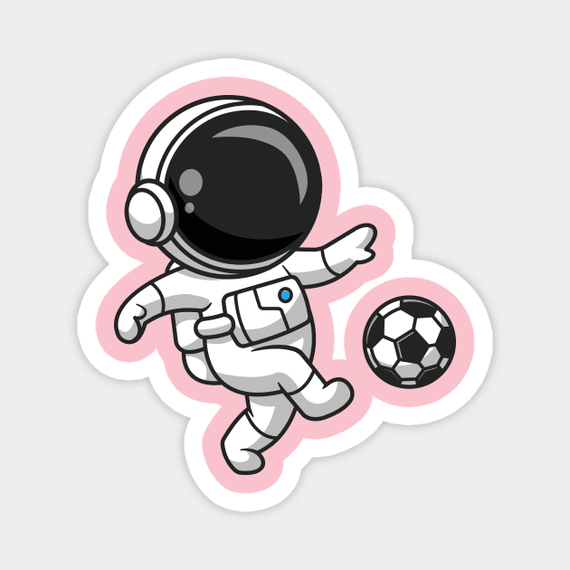 Cute Astronaut Playing Soccer Cartoon Magnet by Catalyst Labs