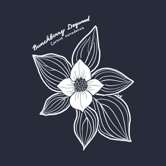 Bunchberry Dogwood line art by FernheartDesign