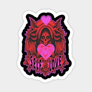 “Celebrate Your Self-Love on Valentine’s Day with this Skull and Wings Illustration” Magnet