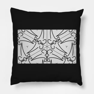 squiggle bones repeating gray and black pattern Pillow