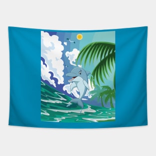 Dolphin in summer euphoria#4 Tapestry
