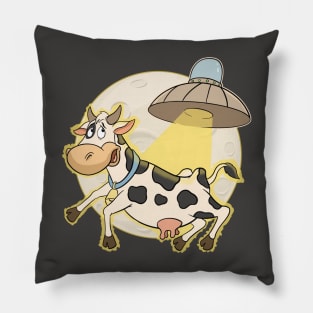 Cow Abducted over Moon Pillow