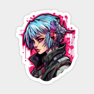 Cyberpunk Girl Tokyo Anime Magnet