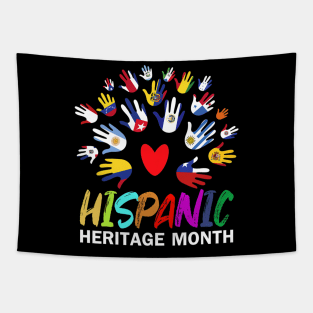 Hispanic Heritage Month All Countries flower hands Flags Tapestry