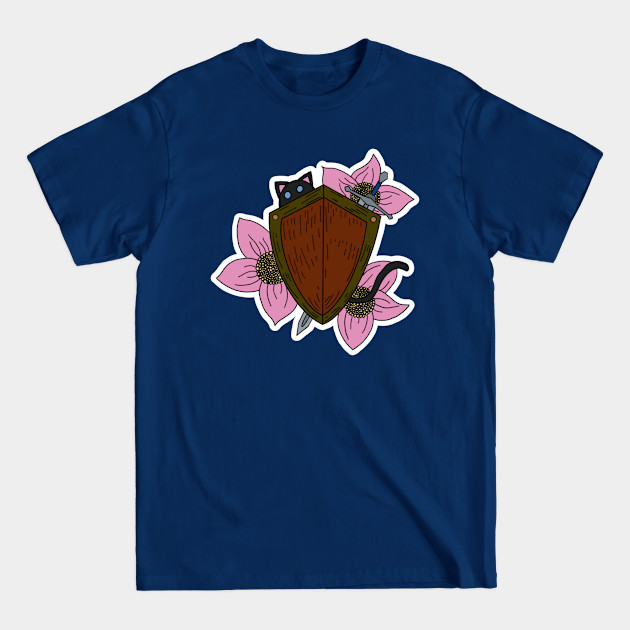 Kitty Sword & Shield - Fantasy Illustration - T-Shirt