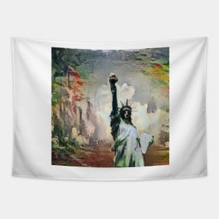 statue of liberty original color Tapestry