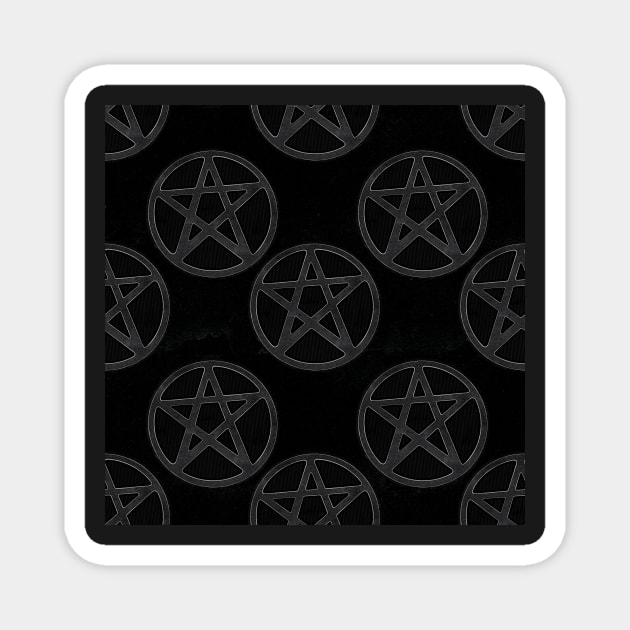 Dark Black Gothic Stone Pentagrams Magnet by stickypixie