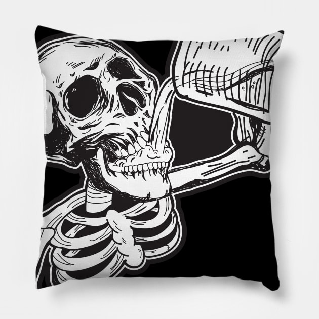 Skull Drunk Pillow by kokodcahyanto.std