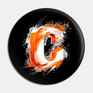 Cheer Leader Cheerleading Squad Orange Letter C Pin