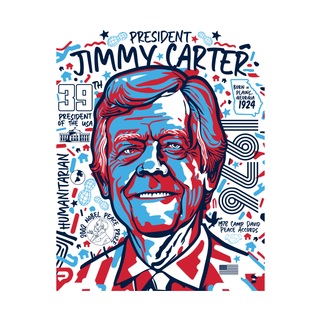 Retro Pop Art Portrait of President Jimmy Carter 1976 // Street Art Jimmy Carter by Now Boarding