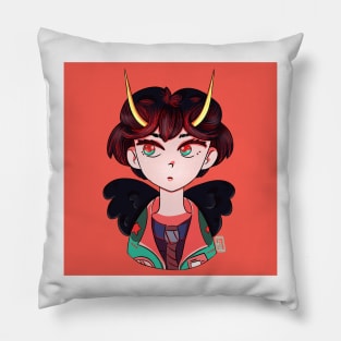 Black wings demon girl Pillow