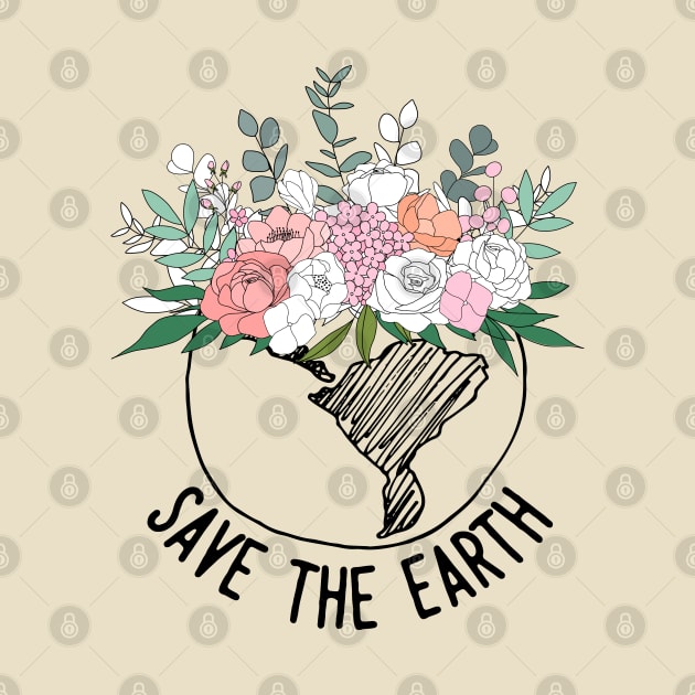 Save The Earth One Line Art Flowers by ArunikaPrints