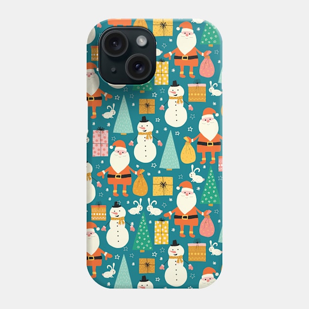 Santa Bunny and Snowman Scale Phone Case by Sandra Hutter Designs