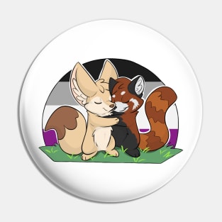 Asexual Pride - Hug Fennec Fox and Red Panda Pin