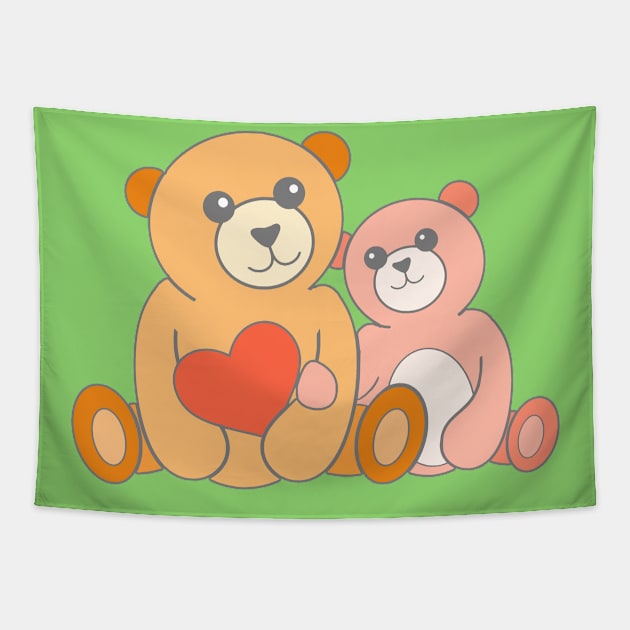 Mom and Baby, Best Friends Teddy Bears Tapestry by AlondraHanley