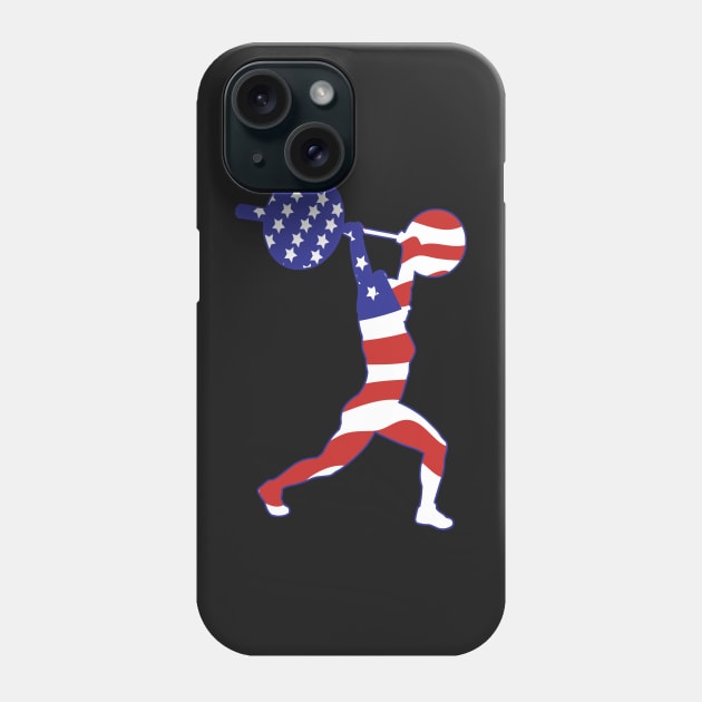 Weightlifting Clean and Jerk USA FLAG Phone Case by SusanaDesigns