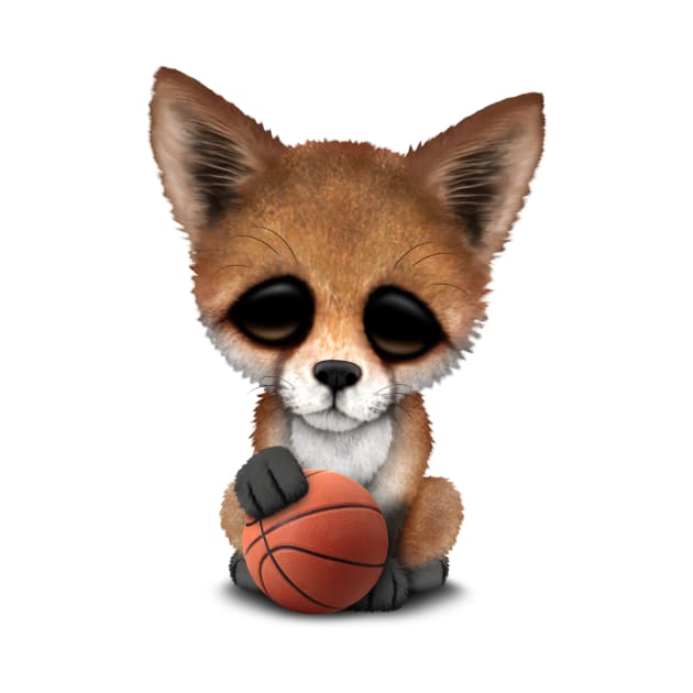 Cute Baby Fox Playing With Basketball by jeffbartels