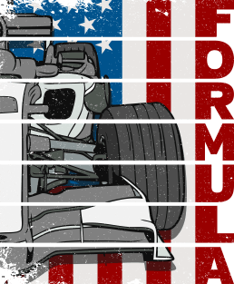 Formula One Race Car American Flag Magnet