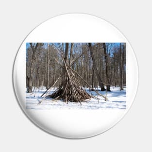 Wooden teepee in the woods Pin