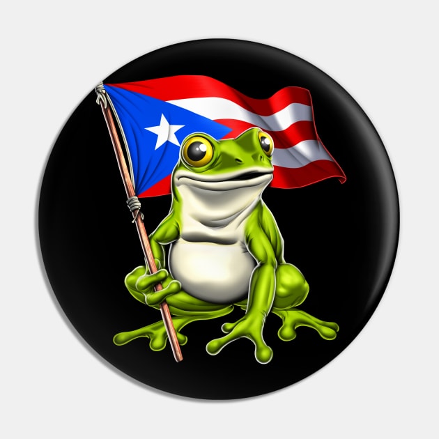 Coqui Frog Puerto Rico Flag Pin by underheaven