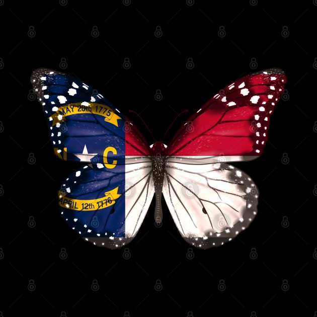 North Carolina Flag Butterfly - Gift for North Carolinian From North Carolina NC by Country Flags