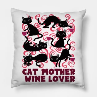 cat mother wine lover Pillow