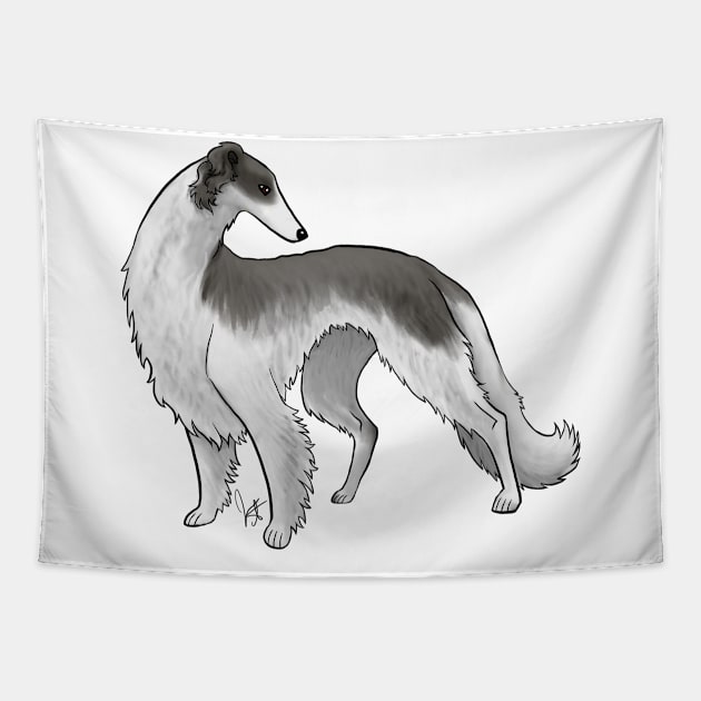 Dog - Borzoi - Black and White Tapestry by Jen's Dogs Custom Gifts and Designs