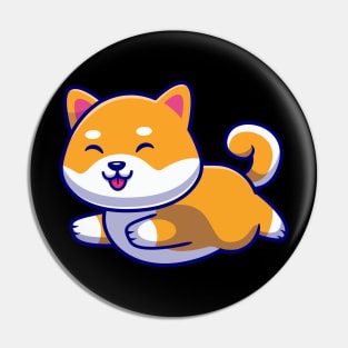 Cute Shiba Inu Dog Running Cartoon Pin