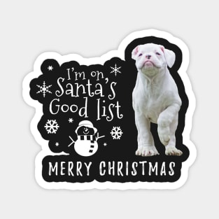 Santa's Good List for Christmas, White Boxer Dog Magnet