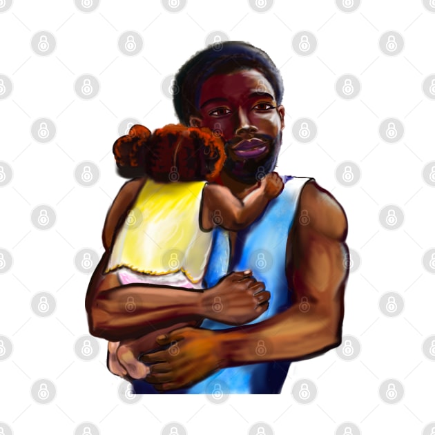 The best Father’s Day gifts 2022.Father and child - Super dad -  Strong muscular black man cradling a baby by Artonmytee