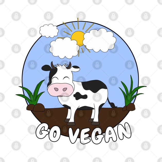 Go Vegan Cute Cow by valentinahramov