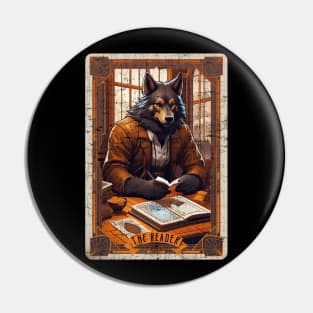 The Reader Retro Werewolf Halloween Tarot Card Pin