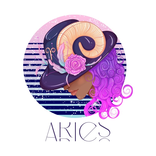 Aries Zodiac Sign | Circle Beautiful Girl by Violete Designs