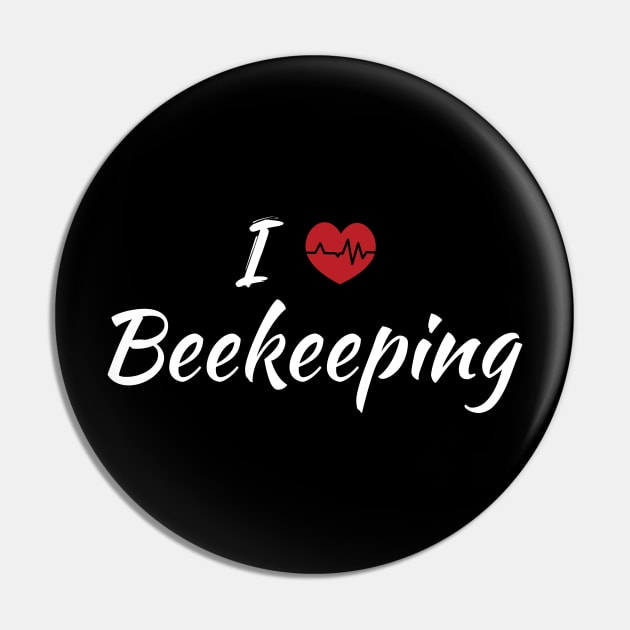 I Love Beekeeping Red Heartbeat Pin by SAM DLS