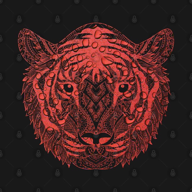 Abstract Red Water Tiger Head by Kylie Paul