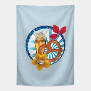 Pretzel with splashing Beer Tapestry