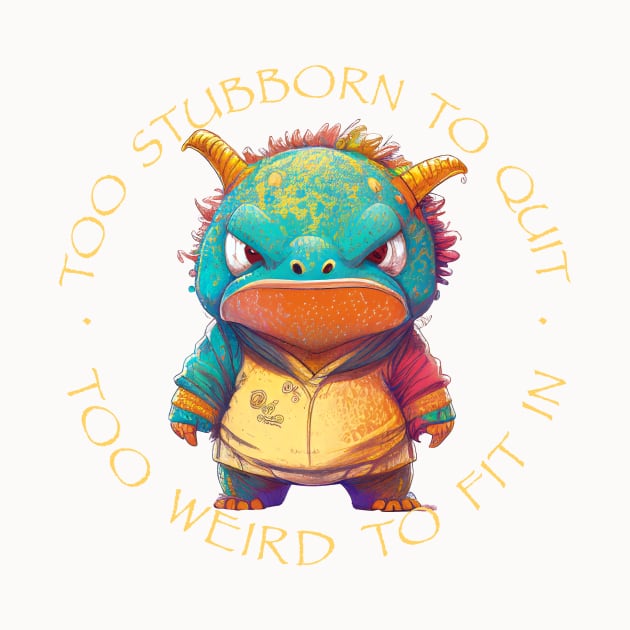 Colorful Dragon Too Stubborn To Quit Too Weird To Fit In Cute Adorable Funny Quote by Cubebox