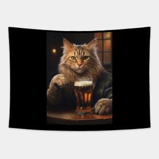 Funny Cat Beer Tapestry